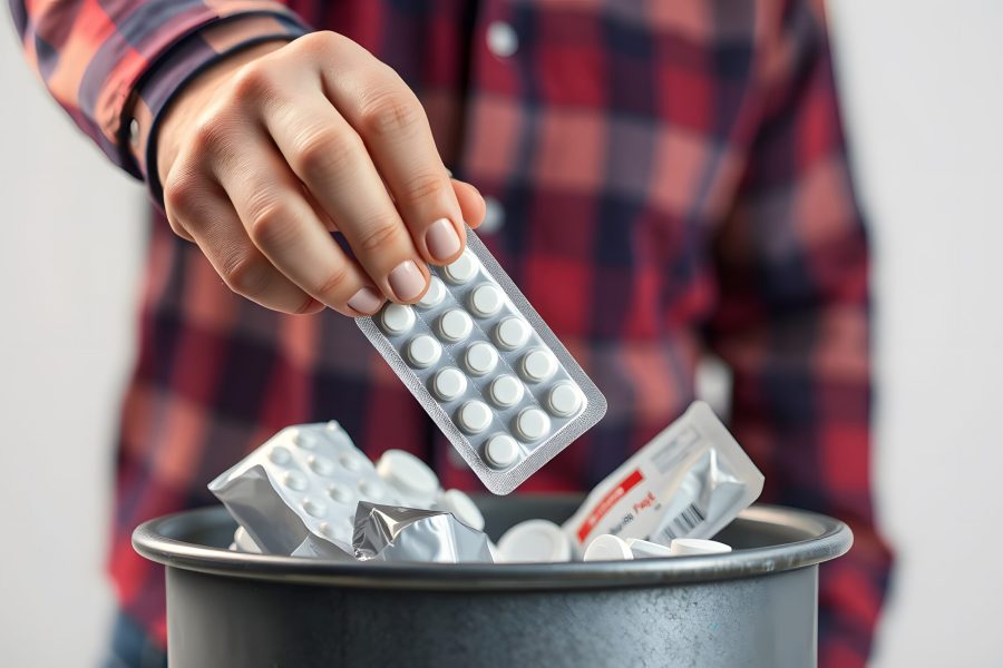 man-throws-package-pills-into-trash-symbol-nonnecessity-medicine